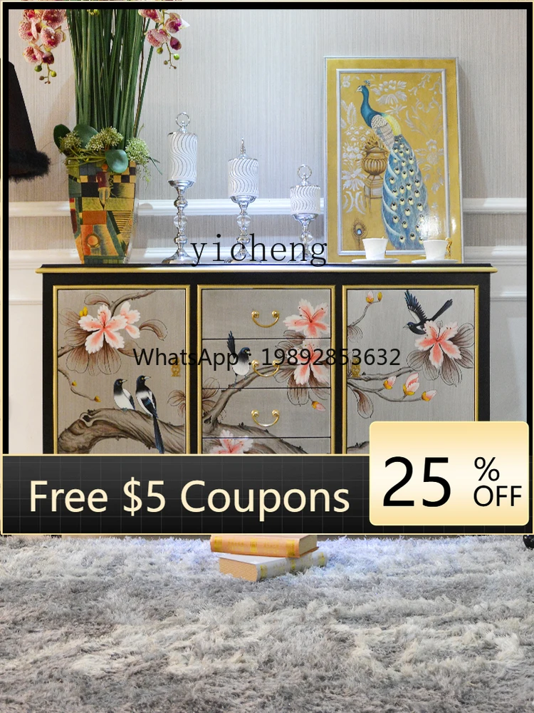 

Style Decoration Entrance Cabinet Neoclassical Subareas Screens Sideboard Cabinet Modern Solid Wood Shoe Cabinet