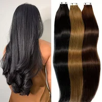 Máquina de extensiones de cabello con cinta Remy, adhesivo de trama de piel sin costuras, cinta de 4x0,8 cm en cabello humano, Natural, negro, marrón, Rubio, 20 piezas, 26 pulgadas