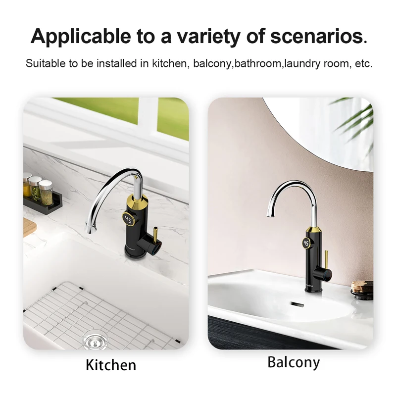 Briwellna Electric Water Heater Kitchen Faucet 2 in 1 Tankless Water HeatingWith Digital Diplay 220V Heater Tap Electric Geyser image 5
