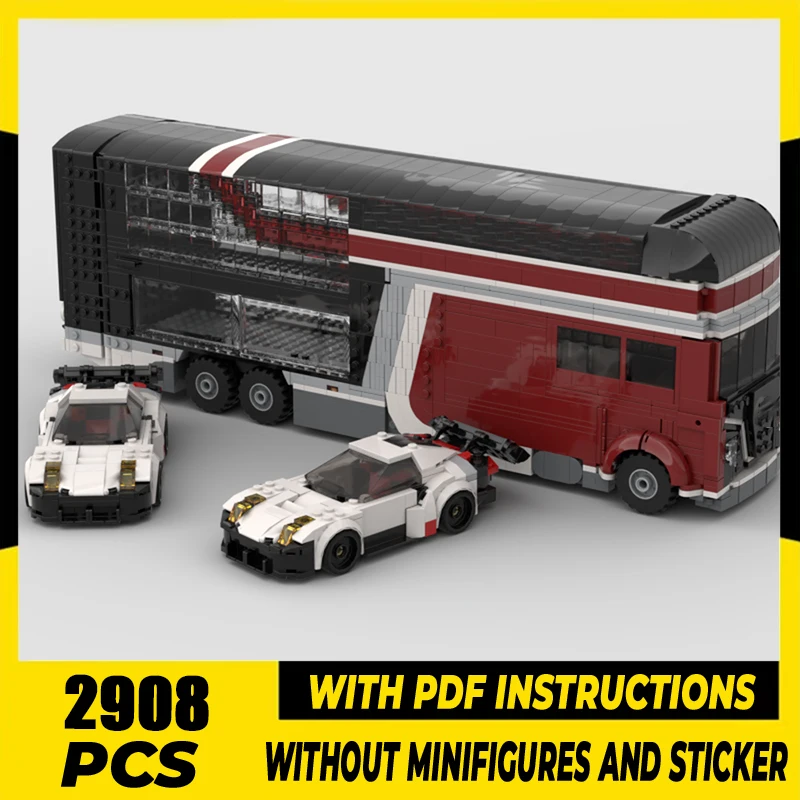 

Moc Building Bricks Race Transporter Model Technology Modular Blocks Champion Speed Cars Gifts Christmas Toys DIY Sets Assembly