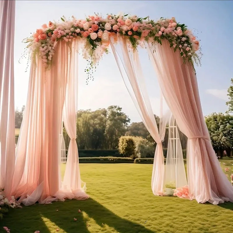 أنيقة عارية الوردي تول النسيج الباب Lintel Deocraiton رومانسية الزفاف خلفية المظلة الحدث مادة الحفلات Diy بها بنفسك الملابس الأقمشة