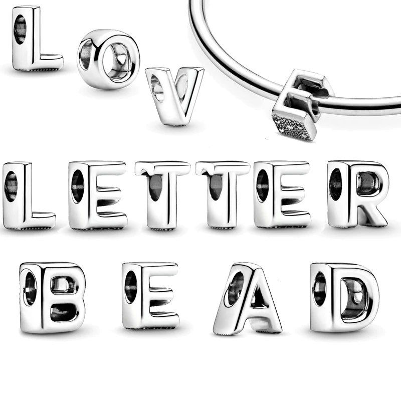 

NEW 925 Silver A-Z Alphabet 26 Letter Charm Fine Beads Fit Accessories Charms Silver Bracelet DIY Fine Jewelry for Women Gifts ﻿