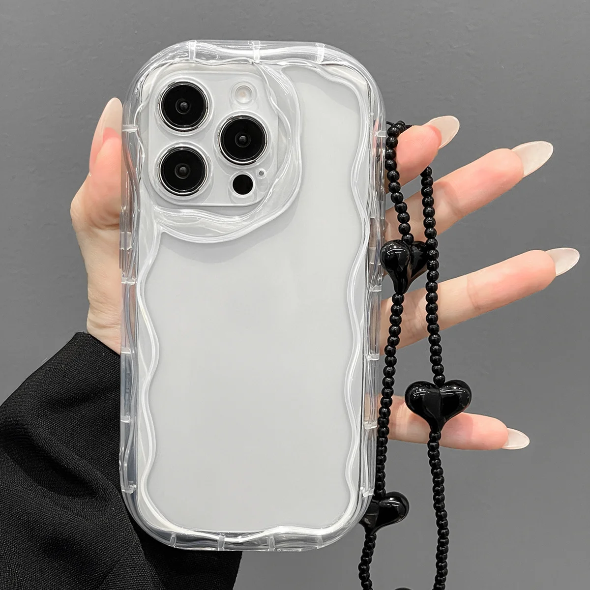 Luxuriöse Transparente Handyhülle für iPhone 17 15 13 11 12 14 16 17 Pro Max Plus 17 Hüllen mit Liebes-Lanyard und Linsenschutz aus Silikon – Detail 5