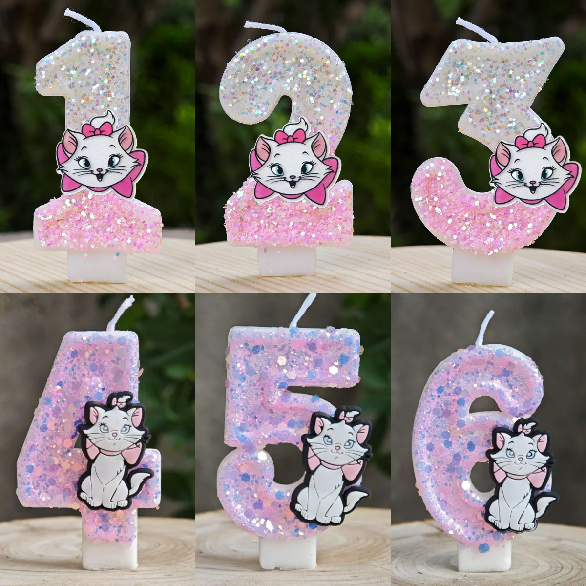 Vela de gato Marie número 0-9, decoración de vela para pastel de cumpleaños, adorno para tarta de fiesta de cumpleaños de gato Marie, regalo de decoración para Baby Shower