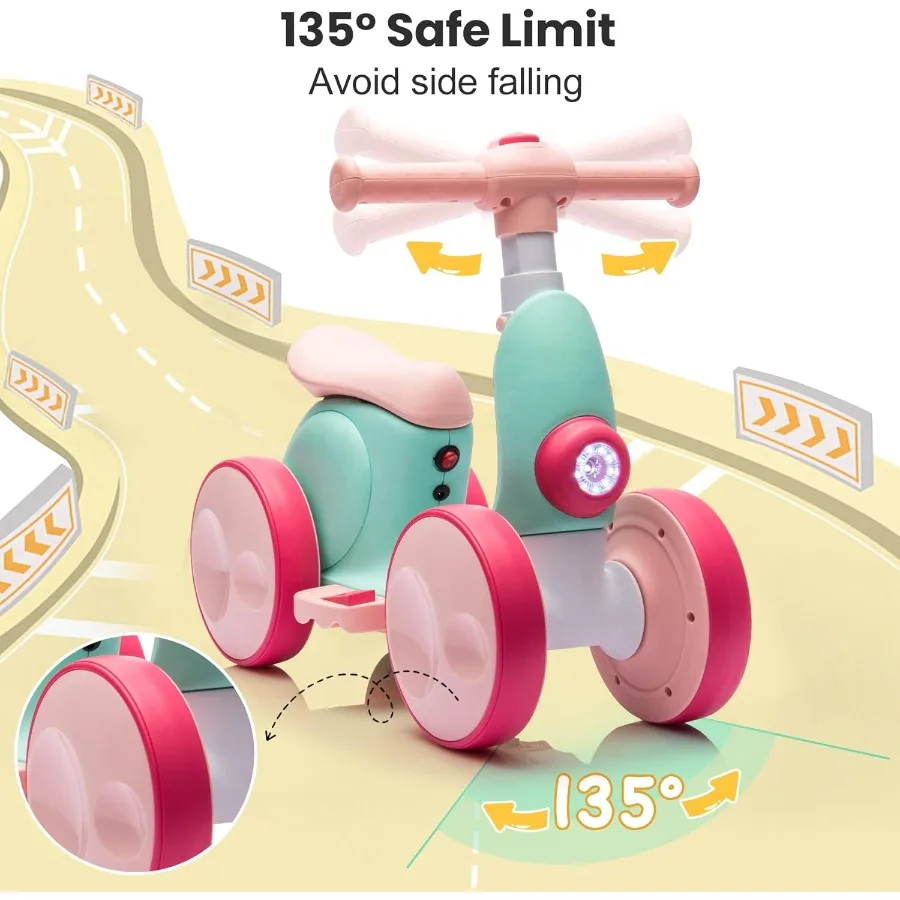 จักรยานทรงตัวไฟฟ้าสำหรับเด็กพร้อมเครื่องทำฟองสบู่ สำหรับเด็กอายุ 1 ปี ทั้งเด็กชายและเด็กหญิง ของเล่นขี่ได้ 4 in 1 จักรยานทรงตัวสำหรับเด็กวัยหัดเดิน 12-48 เดือน รุ่น B