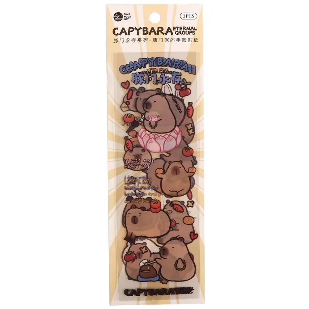 Animals Capybara Capybara Guka Stickers Waterproof Cartoon Capybara Stickers Toy Lovely Brown Animals Stickers Kids Sticker