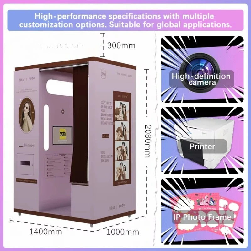 customized selfie booth automatic instant photo printing kiosk factory supply for mall entertainment commercial purchasers