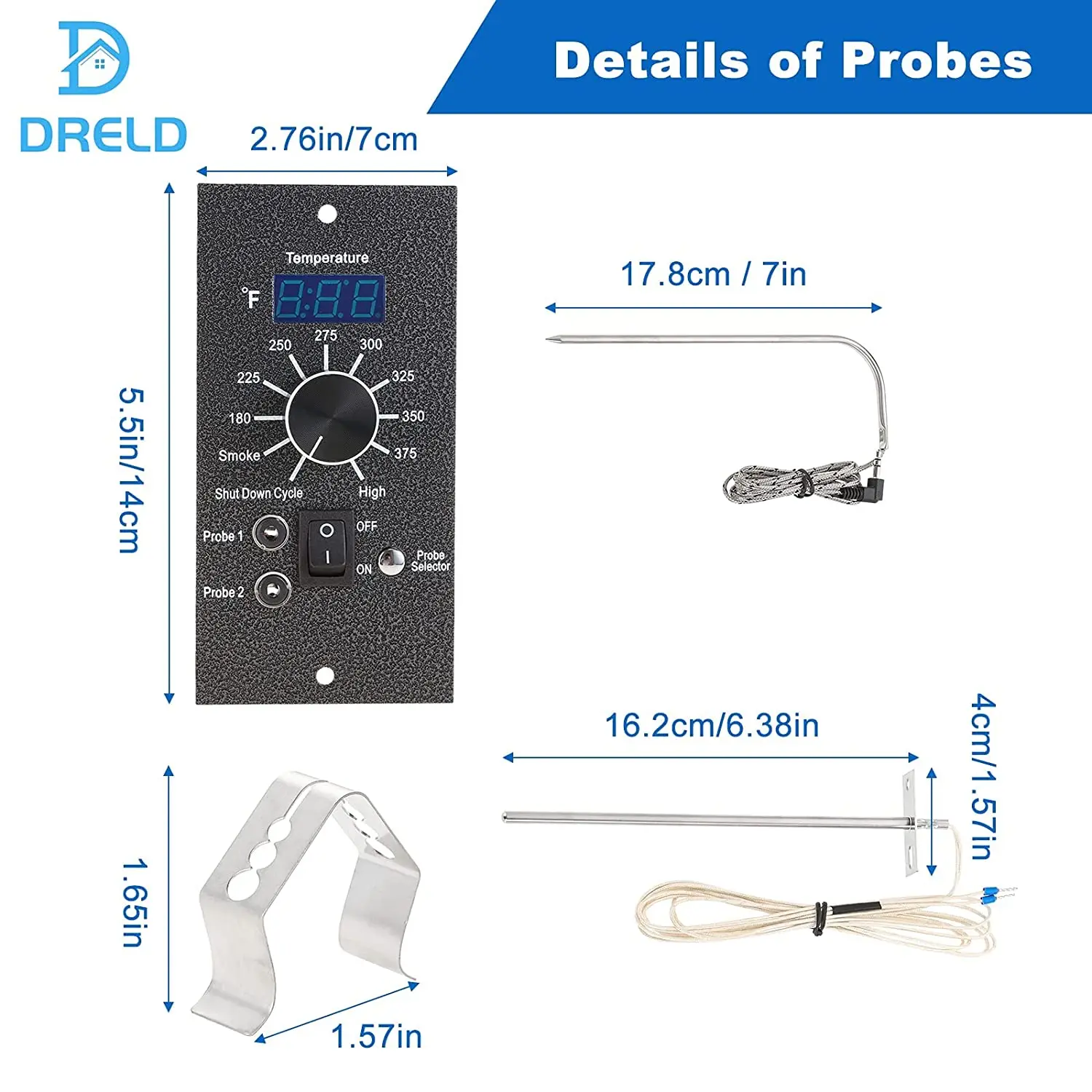 Imagem -03 - Painel de Controle do Termostato Digital Kit para Traeger Pro 20 22 34 Grades Fumante Bac365 Pro Série de Madeira da Pelota Controlador Mais Carne Sondas