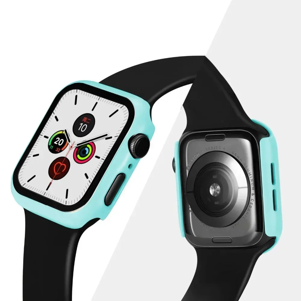 Gehärtetes Glas + Schutzhülle für Apple Watch Zubehör 44mm 41mm 45mm 40mm 42mm Displayschutzfolie Apple Watch Gehäuse Serie 9 4 5 6 SE 7 8 – Detail 5