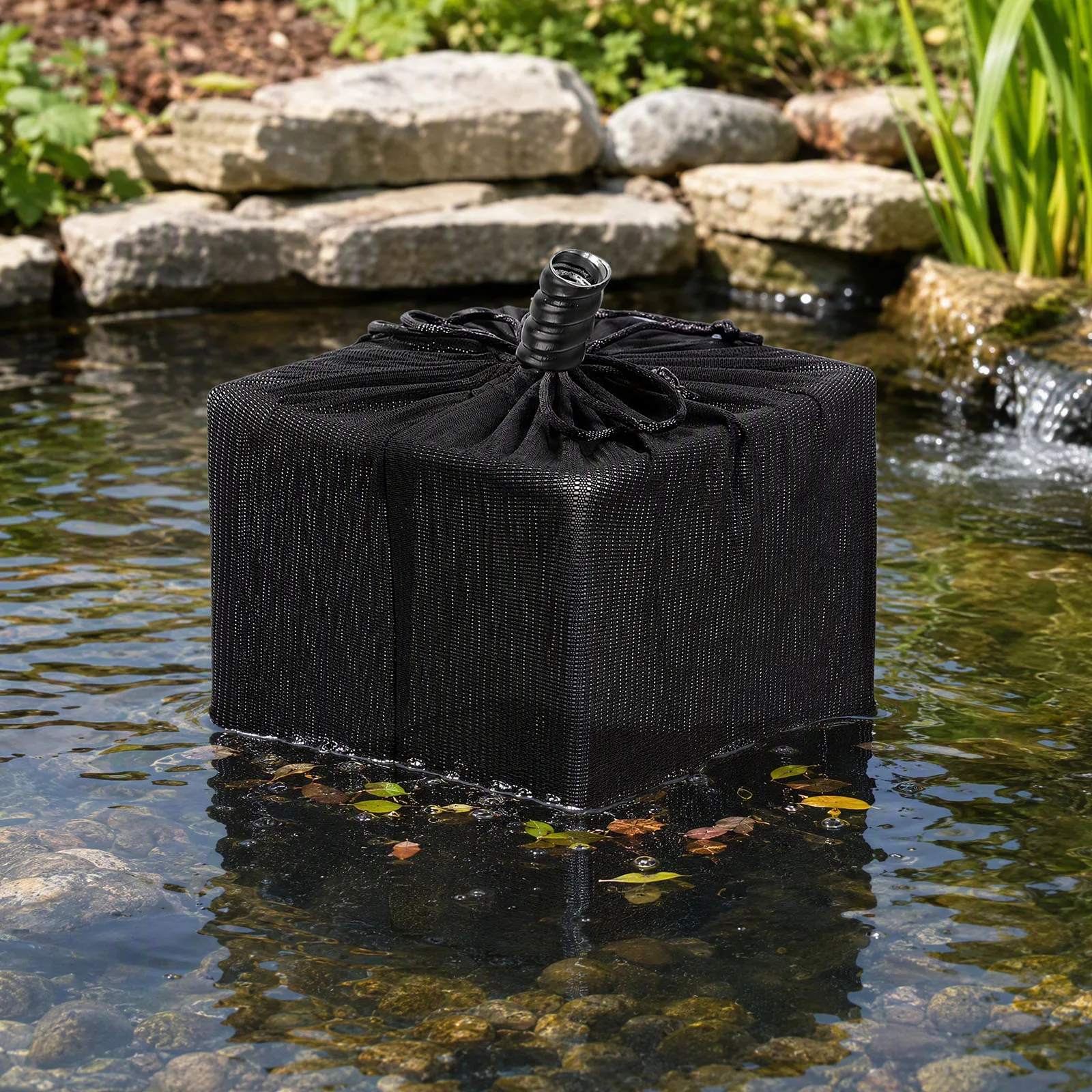 Sac filtrant pour bassin avec cadre rigide, cordon de serrage, maille en nylon à haut débit, filtre pour pompe extérieure de bassin à carpes koï, réutilisable