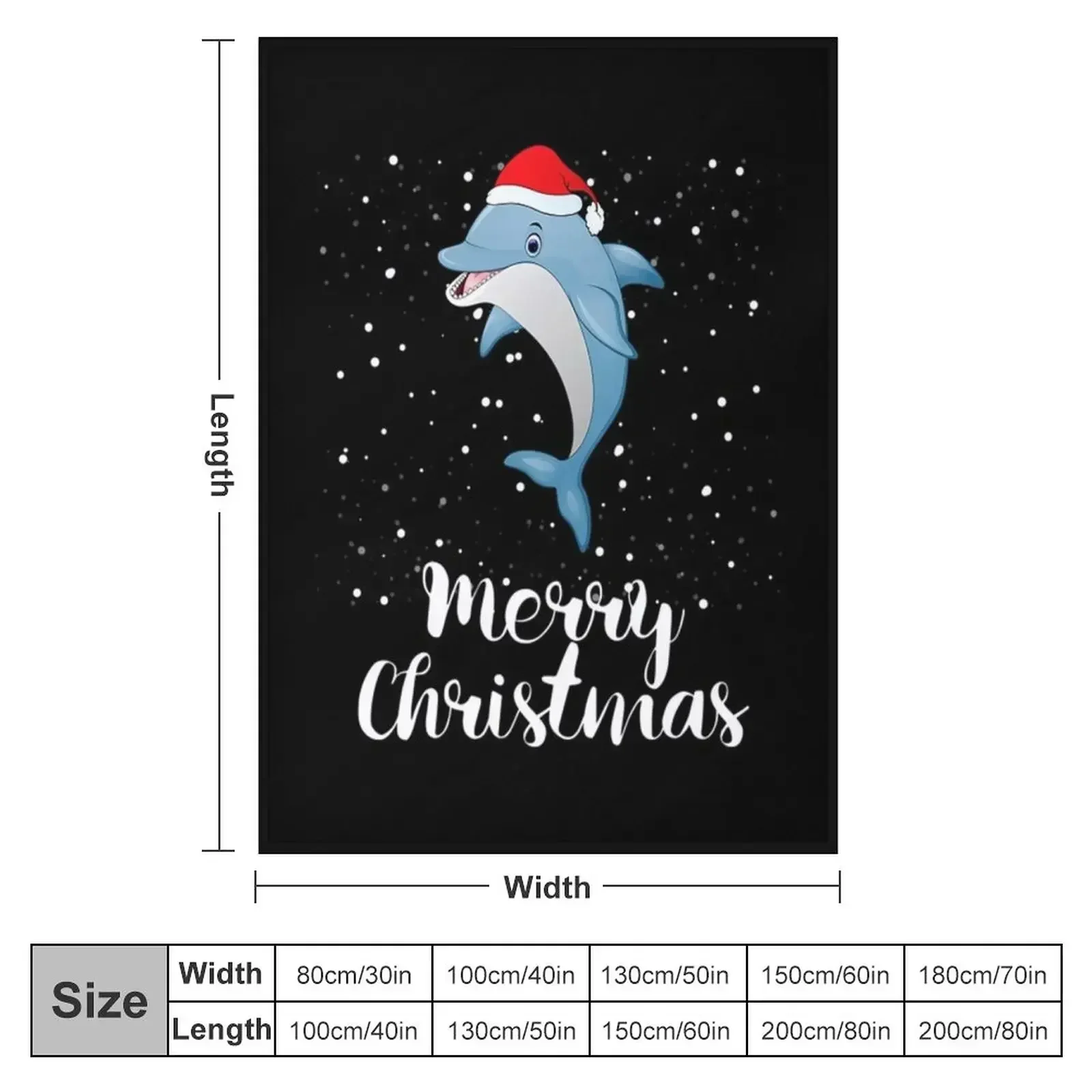 Merry Dolphin Christmas Throw Blanket couch cozy soft plush fuzzy picnic outdoor blanket