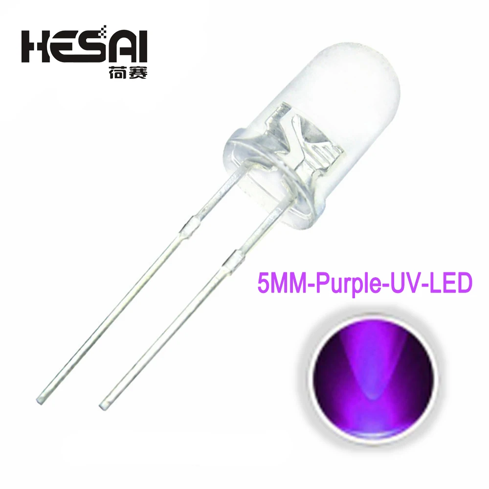 Smart Electronics 100pcs/lot F5 Super Bright 5MM Round UV Purple Transparent LED Light Lamp Emitting Diode High Quality