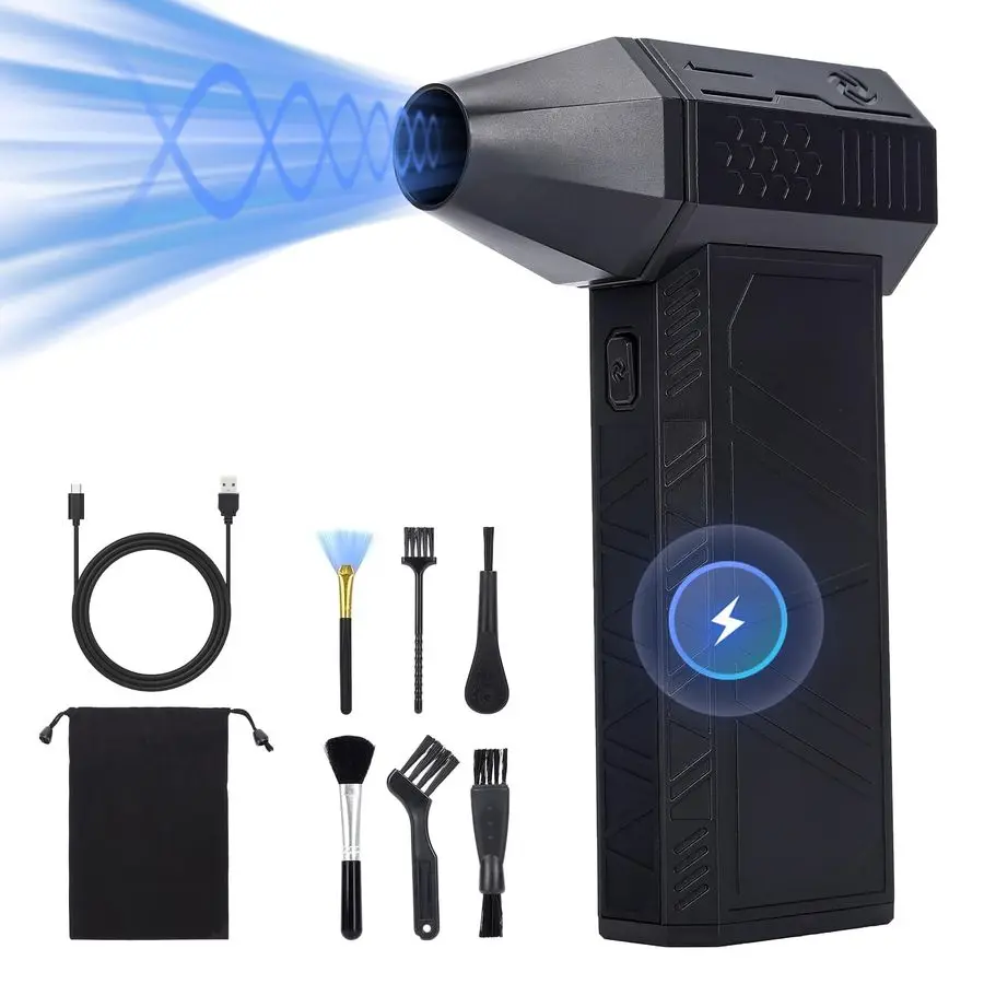 

Вентилятор для автомобиля, портативный ручной вентилятор 130000 об/мин, высокоскоростной воздушный очиститель для детейлинга, чистки клавиатуры компьютера, очистки объектива камеры