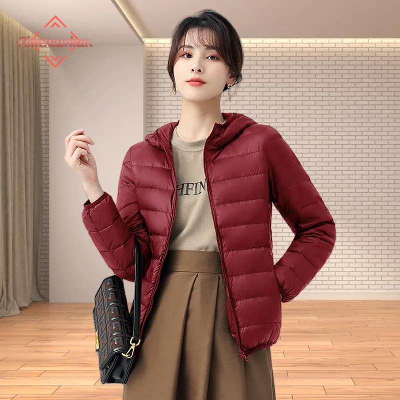 

Women's Long Sleeve down Jacket Autumn Winter Hooded Warm White Duck Lightweight Casual Black Fashion Coats