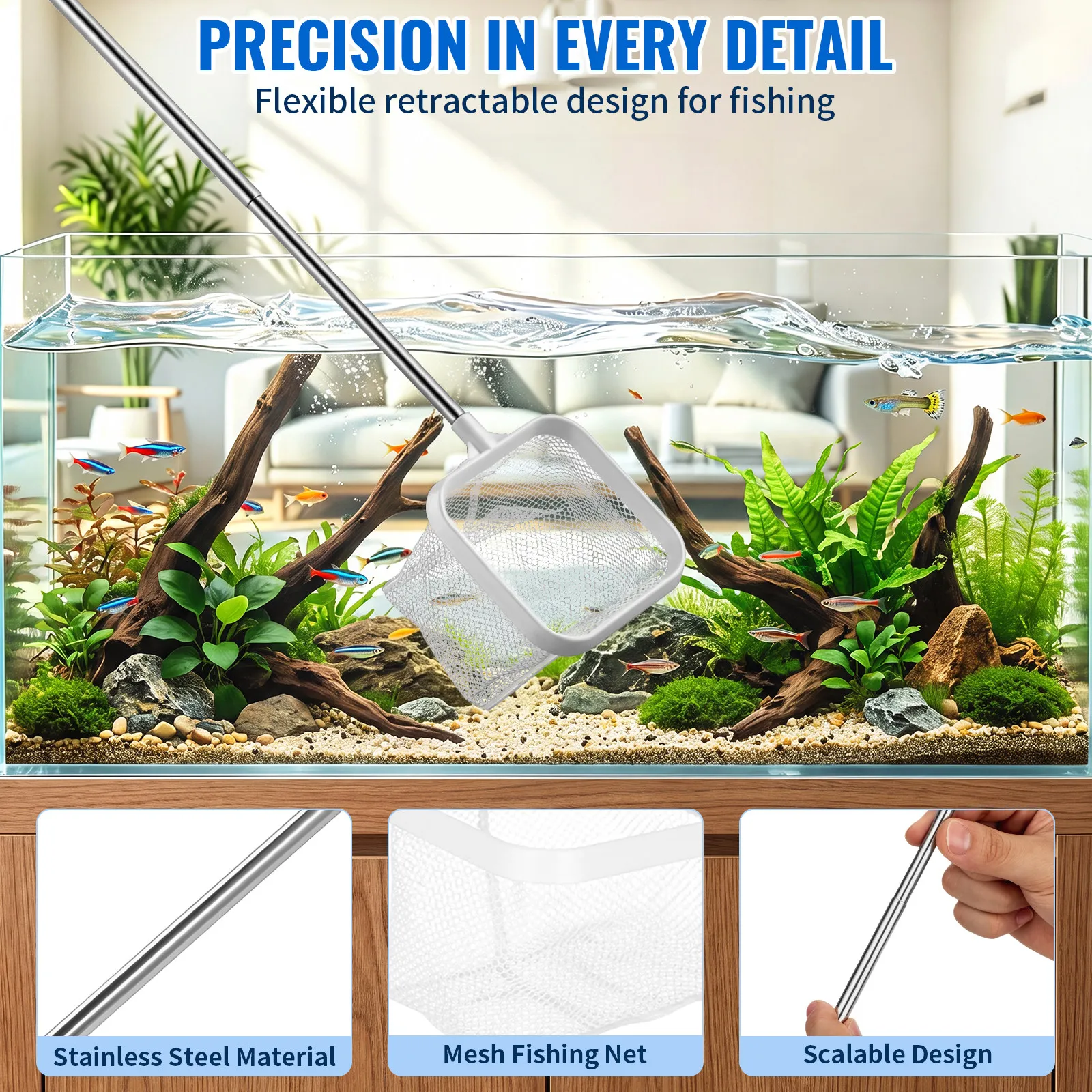ตาข่ายตกปลาแบบยืดหดได้ น้ำหนัก - Fish Net Handle บทวิจารณ์และราคา