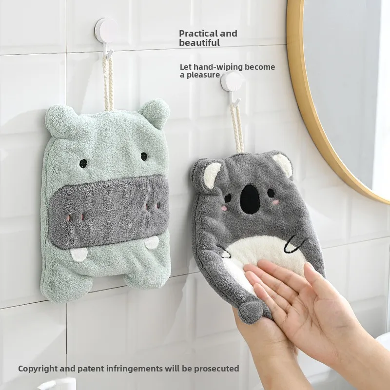 3pcs Cute Cartoon Animals Hand Towel Quick Drying Microfiber Towels Elephant Hippo Style Kitchen Dishes Cloth Dishcloth