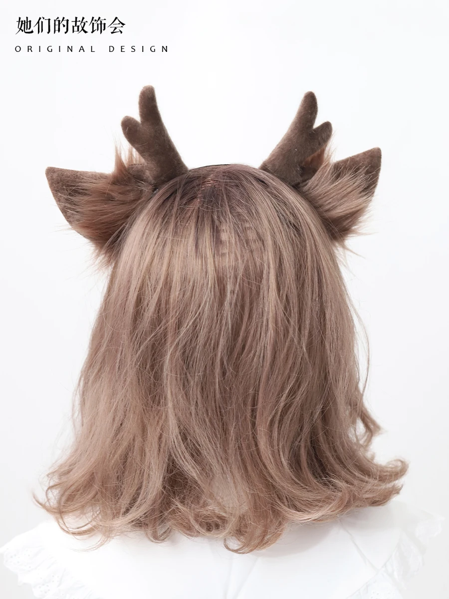 Girls Anime Headband Plush Beast Ear deer Ears Hairband Cosplay Costume Party Headdress Halloween Party Hair Accessories