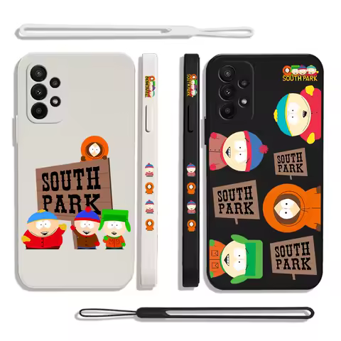 Funny S-South-Park Case For Samsung Galaxy S24 S23 S22 S21 S20 S10 Note 20 10 Lite Ultra Plus FE 4G 5G Cover With Hand Strap