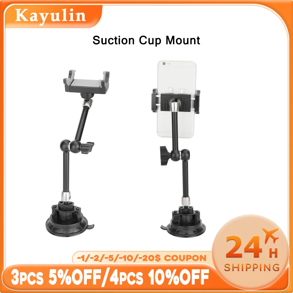 

Kayulin Camera Scution Cup Mount with 9.8" Magic Arm and Smartphone Clamp, Camera Car Holder