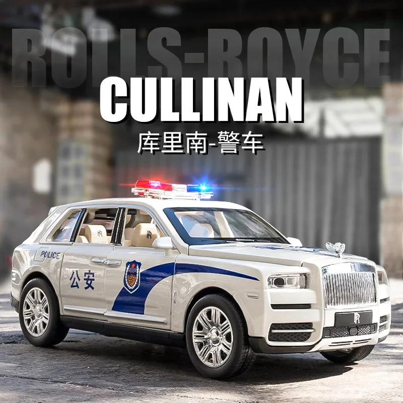 

1:24 Rolls Royce Cullinan Police car Simulation Diecast Metal Alloy Model car Sound Light Pull Back Collection Kids Toy Gifts