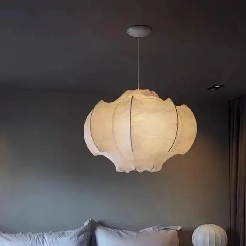 

Nordic Minimalist Silk Pendant Lights For Living Room Dining Room Bedroom Restaurant Modern Home Decorations Lustre Fixture Lamp