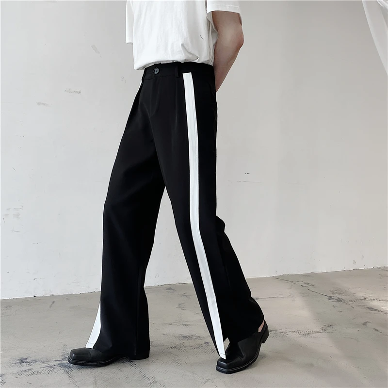 

Men's Sports Straight Leg Pants Spring And Autumn New Personality Side Slit Design Fashion Youth Casual Loose Large Size Pants