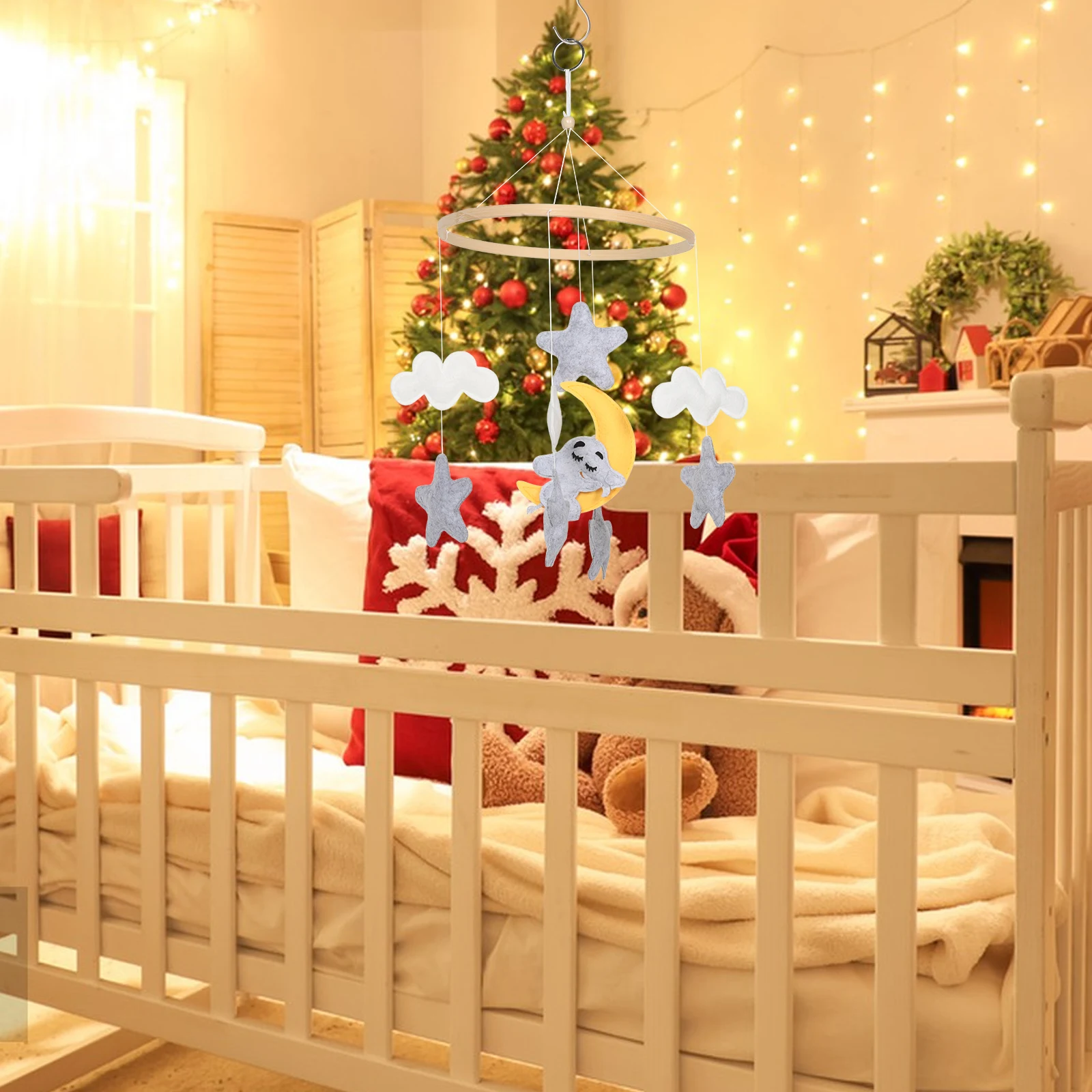 Meuble de berceau en feutre d'animaux, éléphant, nuage, étoile, décoratif, suspendu pour bébé, Stimulation visuelle, Mobile Montessori