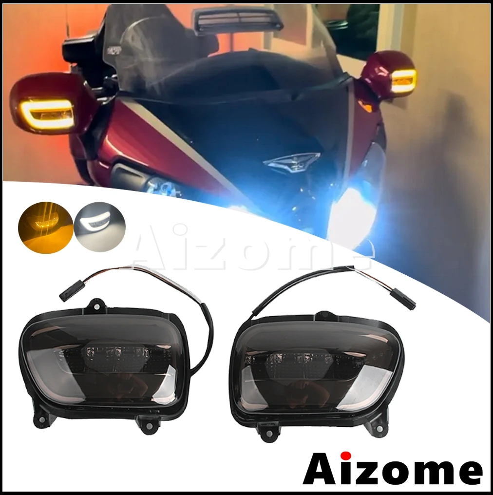

Motorcycle Smoke Side Mirror LED Turn Signal Light Indicator Lights For Honda Gold Wing GL1800 GL 1800 gl1800 2001-2017 2016 15