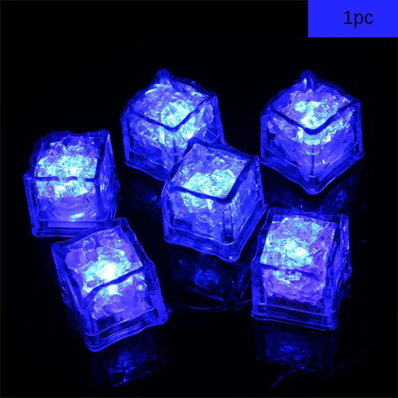 6/1pcs Colorful Luminous Ice Cubes Night Light Colorful Flash Ice In Water Luminous Waterproof Night Light Safe Decoration Light