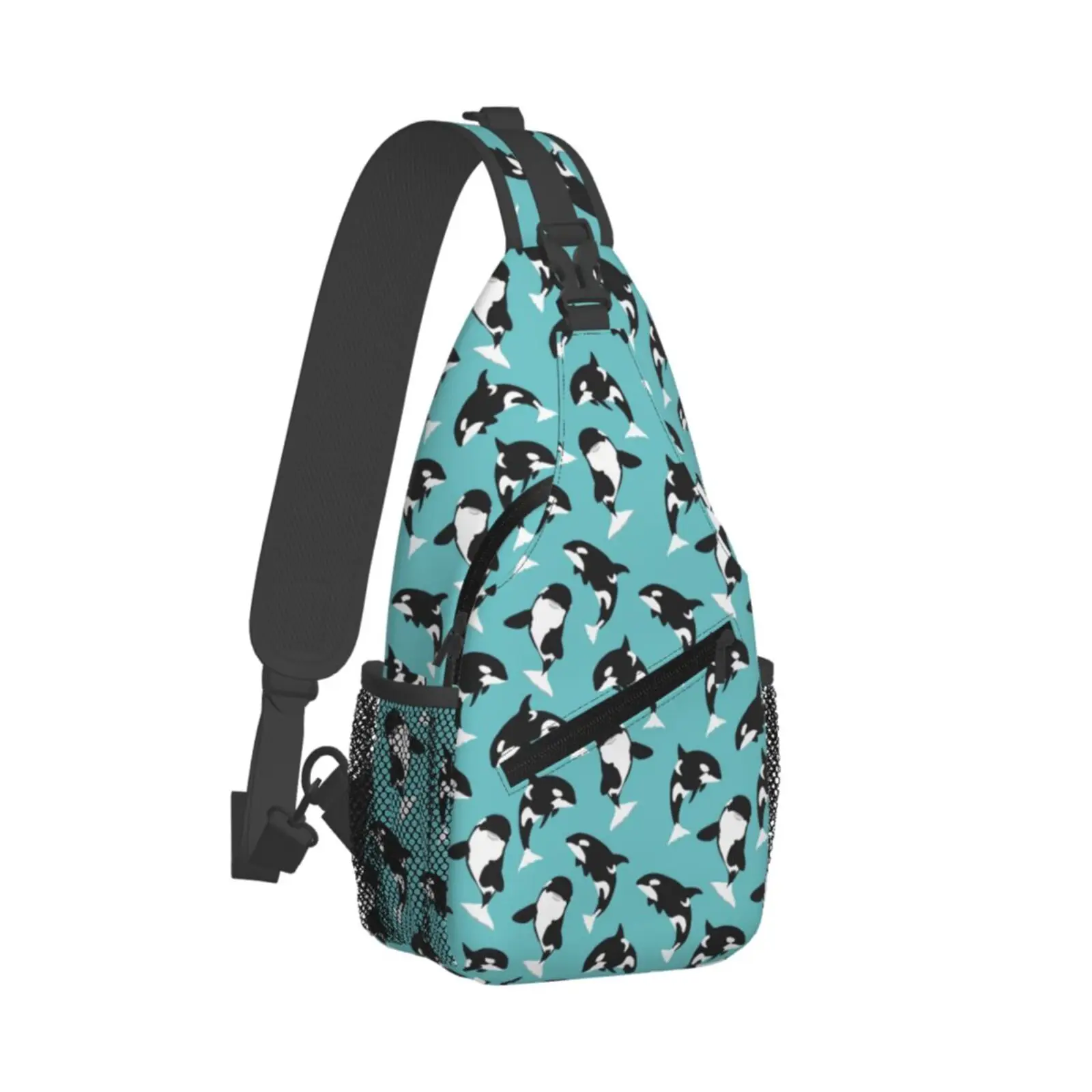 Marine Killer Whale Pattern Print Sling Bag Men Women Chest Bag Car Shoulder Backpack Daypack for Hiking Outdoor Sports Bag