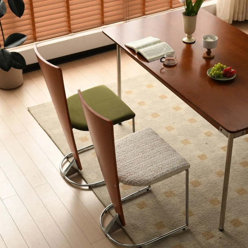 

Medieval retro solid wood dining chair household simple backrest dining table and chair cafe creative designer metal chair