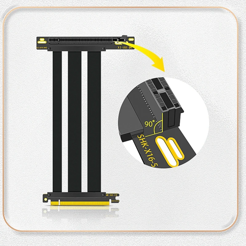 New Pcie Gen 4 16x SuperSpeed Graphics Riser Cable PCI Express Ports GPU Expansion PCIE 4.0 Right-Angle-Flat-Angle Connectors