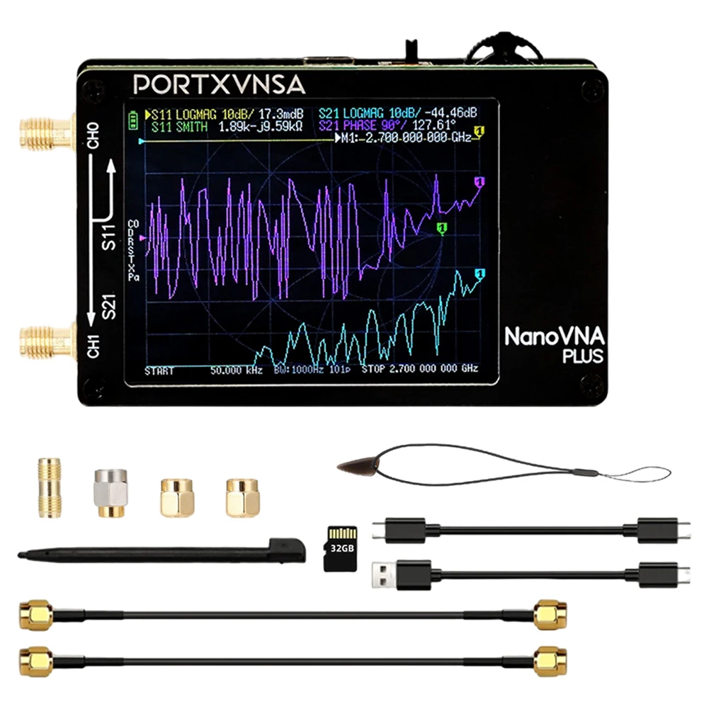 

Цифровой векторный анализатор антенн NanoVNA Plus 50 кГц-2.7 ГГц (MF/HF/VHF/UHF) с корпусом, слотом для SD-карты и поддержкой 32 ГБ