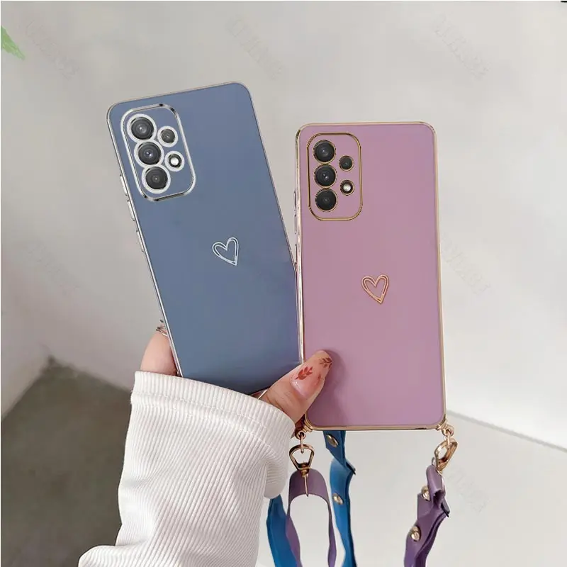 A 34 54 14 Crossbody Lanyard Strap Phone Case For Samsung Galaxy A34 A54 A55 A35 A13 A23 A24 A14 A15 A10 A11 A04s 4G 5G Cover