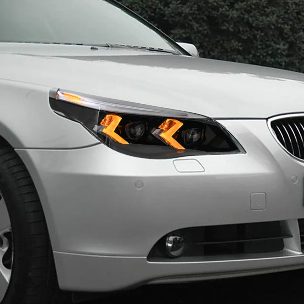 

Для BMW 5 серии E60 2003-2010 светодиодные автоматические фары в сборе, обновление высокого качества, стиль 2025, аксессуары для линз проектора DRL
