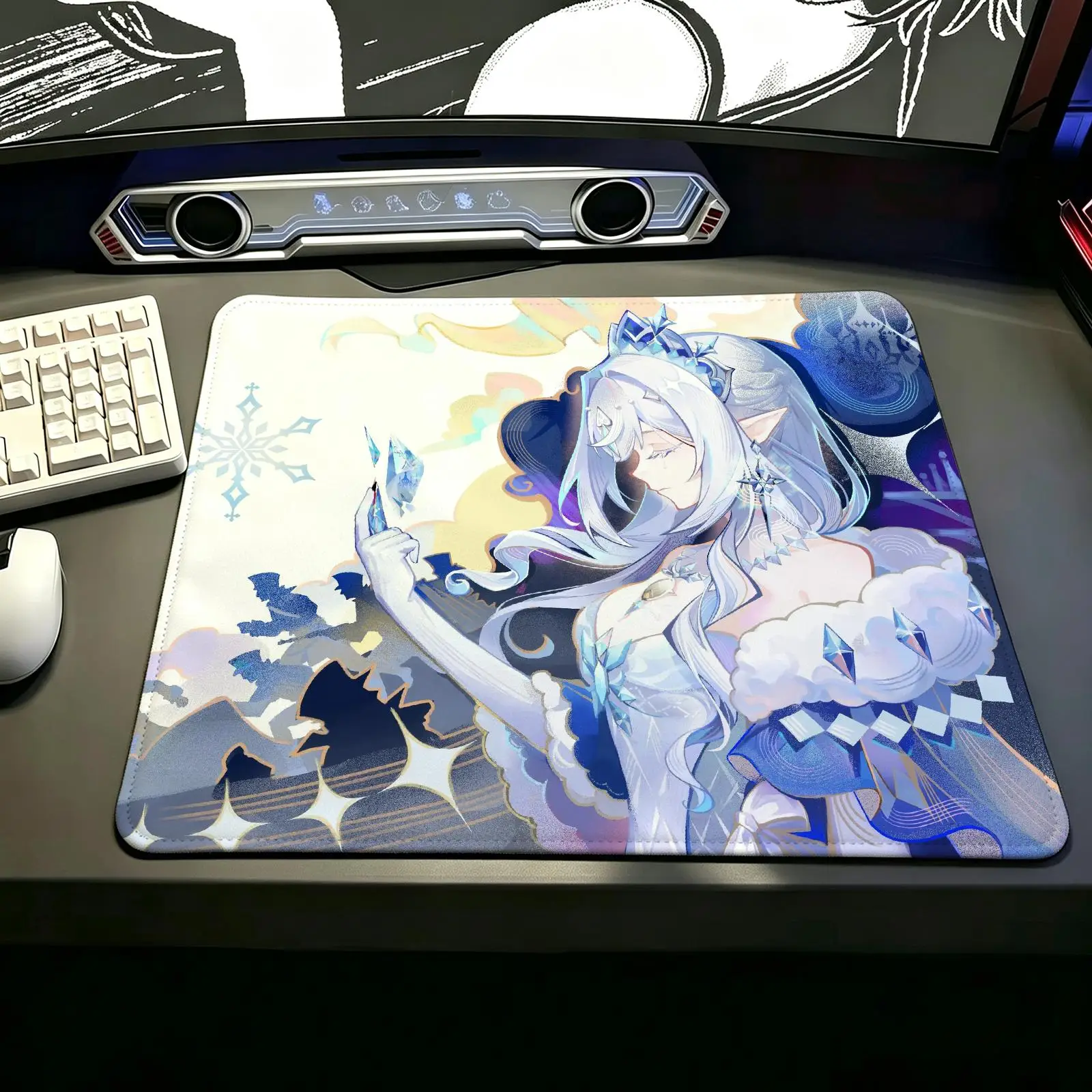 Genshin Impact Snezhnaya Tsaritsa Compact,Reinforced Stitched Edge,Portable Non‑Slip Pad for Laptop Office & E‑Sports Game Play