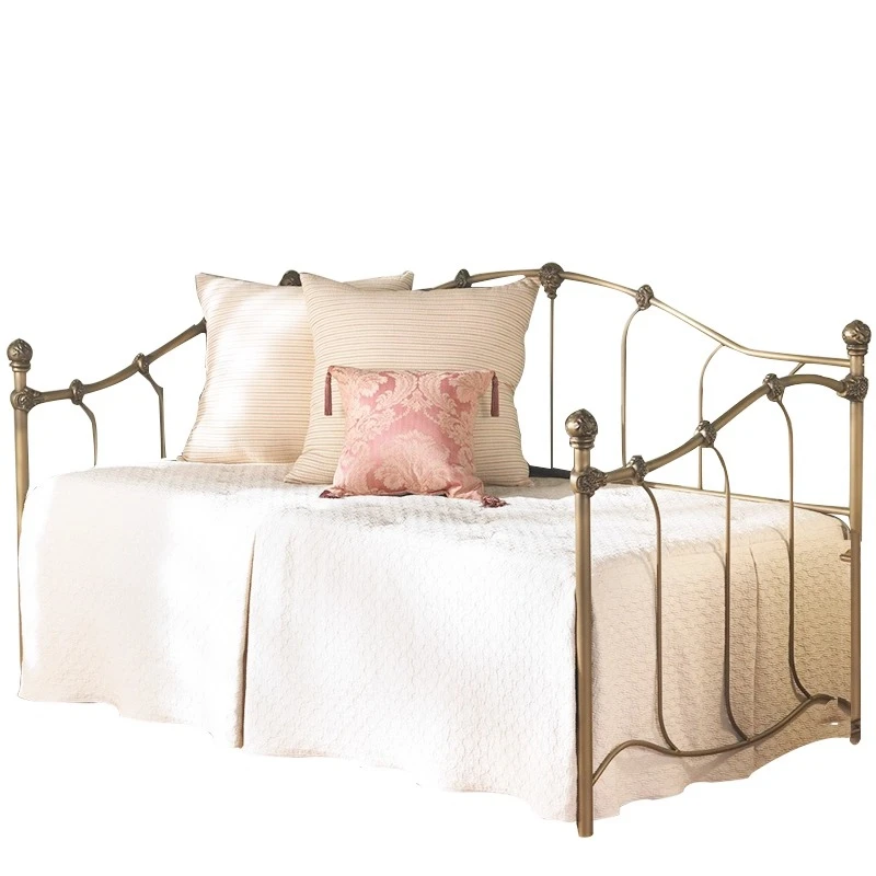 

Wrought iron sofa bed single simple princess sitting and sleeping small apartment push-pull