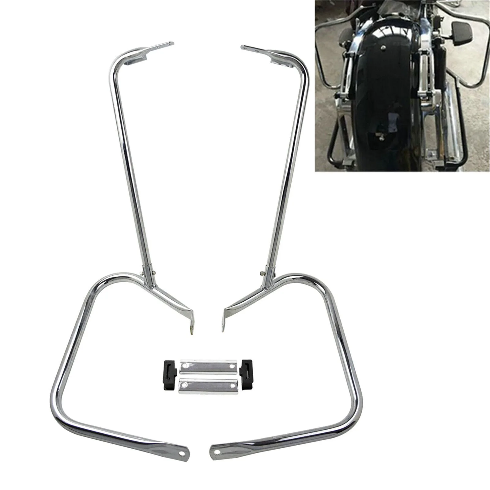 

Rear Saddlebag Bracket Guard w/ Support Chrome Bar Fit For Harley Touring 1997-2008