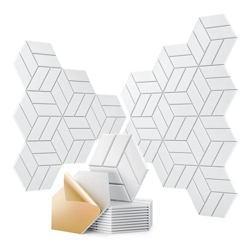 【B6R-Sale】22個の自己粘着音響パネル、12X10x0.4インチ六角形防音壁パネル、ホームスタジオオフィス用サウンドパネル