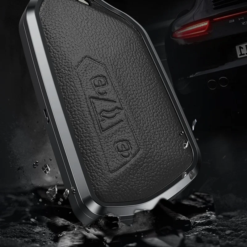 غطاء حافظة مفاتيح السيارة من الجلد المصنوع من سبائك الألومنيوم لسيارة VW Golf 8 MK8 Teramont ID.3 ID.4 ID.5 سكودا Enyaq iV Octavia Seat Leon Key Fob #3
