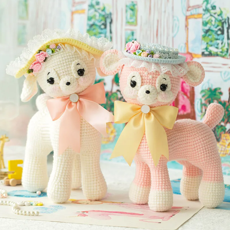 Susan's Family Vintage Deer Crochet DIY Dolls Cute Sheep Crochet Doll Adult Crochet Kits Handmade Sweet Toys Materials Package