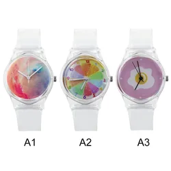 Transparent PVC Women's Watch Simple Fresh Ladies Watches Sports Leisure Teenage Girl Quartz Watch Novelty Cartoon Crystal Clock