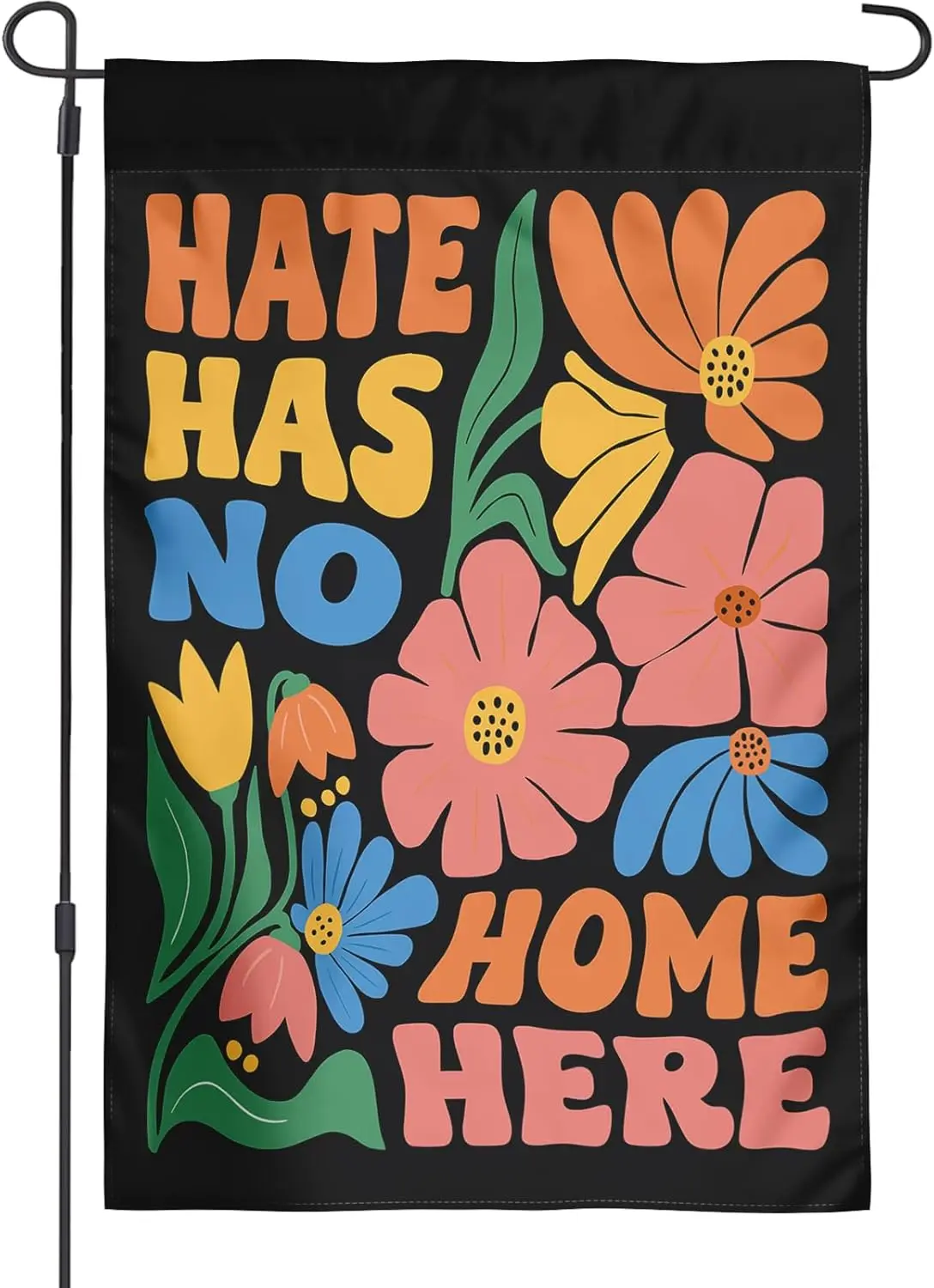 Hate Has No Home Here Novelty Garden Flag 12x18 inches double sided - anti-hate LGBT with colorful inclusive message Pride H uui