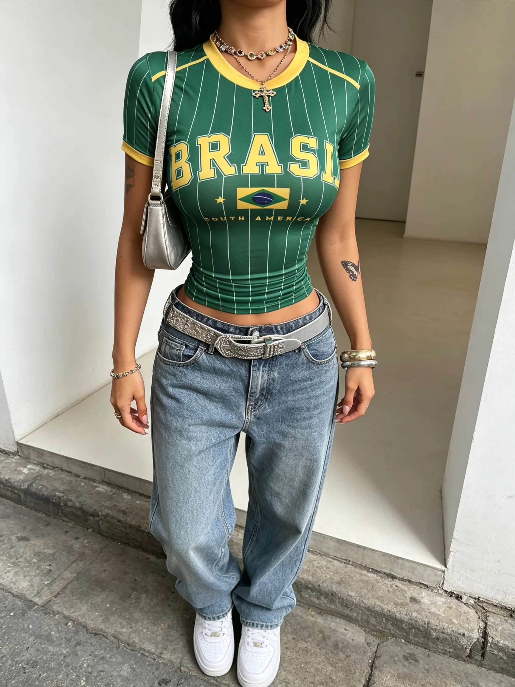 Family Matching Summer Streetwear Festival Going Out Cool Basketball Jersey Design Letter Print Green Jersey T-Shirt for Brazil