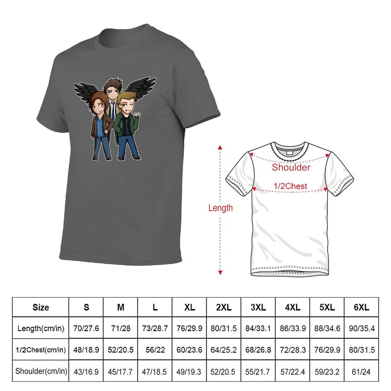 Superwholock - Supernatural Chibis T-Shirt man t shirt Blouse for a boy oversized graphic tee t shirt men