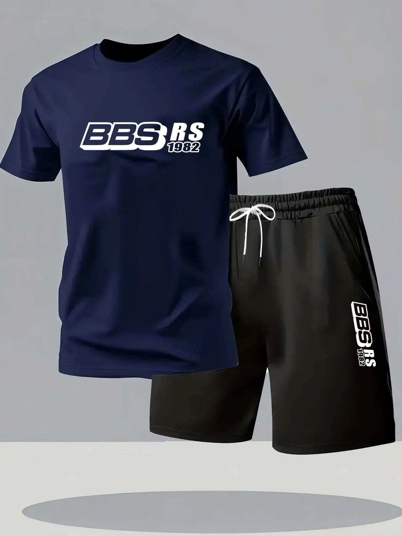 Camiseta y pantalones cortos de verano para hombre، conjunto غير رسمي holgado de talla grande con estampado de letters، camiseta