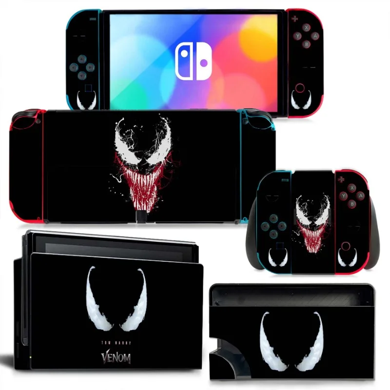 Marvel Venom Skin Stickers for Nintendo Switch OLED NS Non-slip Anti-vibration Pvc Controllers Sticker Switch Accessories Gift