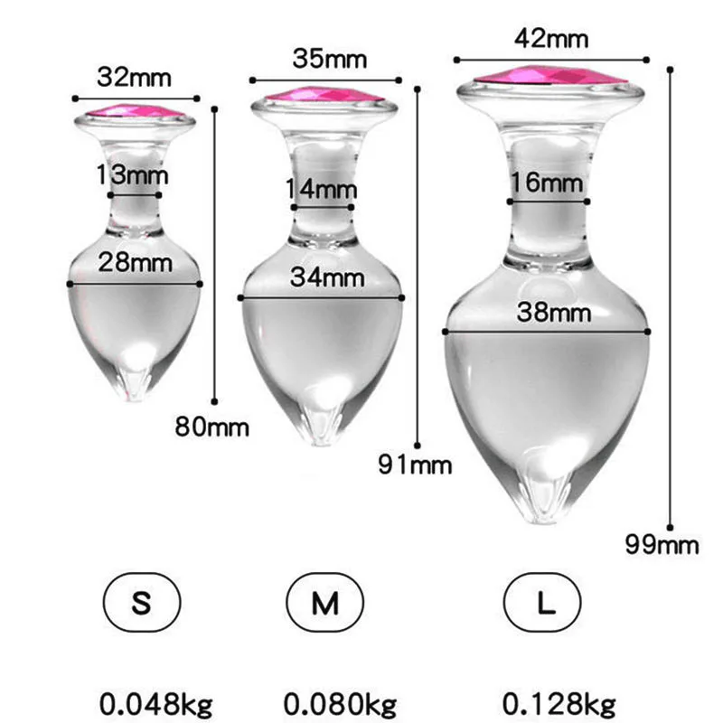 كريستال زجاج شفاف شرجي التوصيل الوردي الماس بعقب المكونات ألعاب مثيرة للرجال النساء إدراج بوتيسد دسار Bdsm Analplug الجنس متجر #2