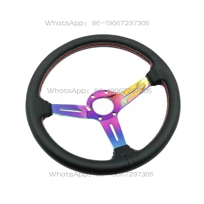 

High Performance Racing Accessories Spokes Leather New Chrome Stand Drift Steering Wheel