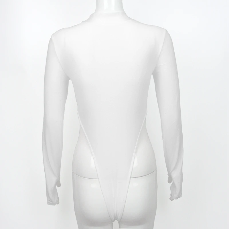 Bodysuits Frühlings-Bodys für Damen, langärmelig, schmal geschnitten, sexy, Y2k-Oberteile, halbhoher Kragen, Nachtclub-Kleidung für Damen, modischer Einteiler Qx36 – Detail 6